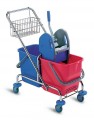 CARUCOR CROMAT DUBLU - cu doua galeti si presa mop
